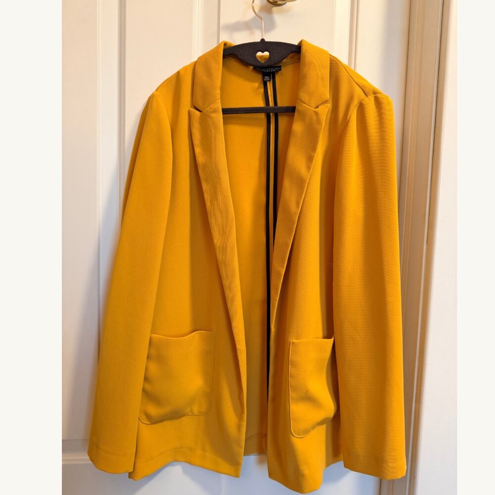 Topshop Yellow Mustard Open Front Blazer Size 6